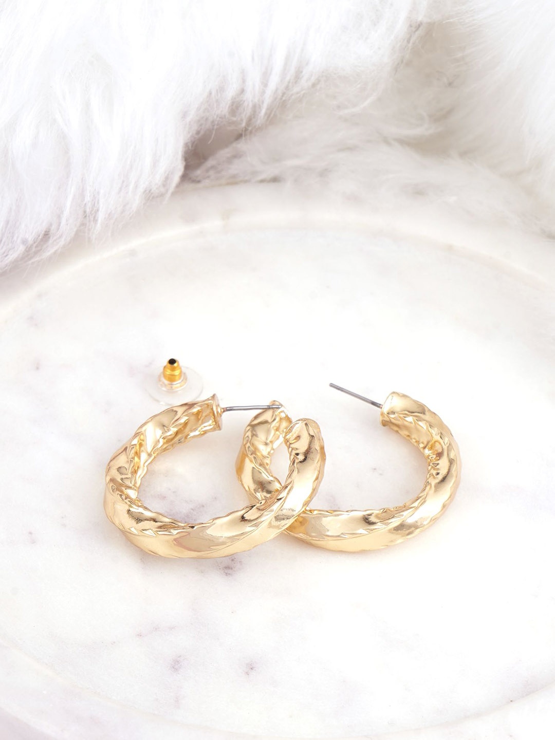 

Adwitiya Collection Gold Plated Circular Half Hoop Earrings