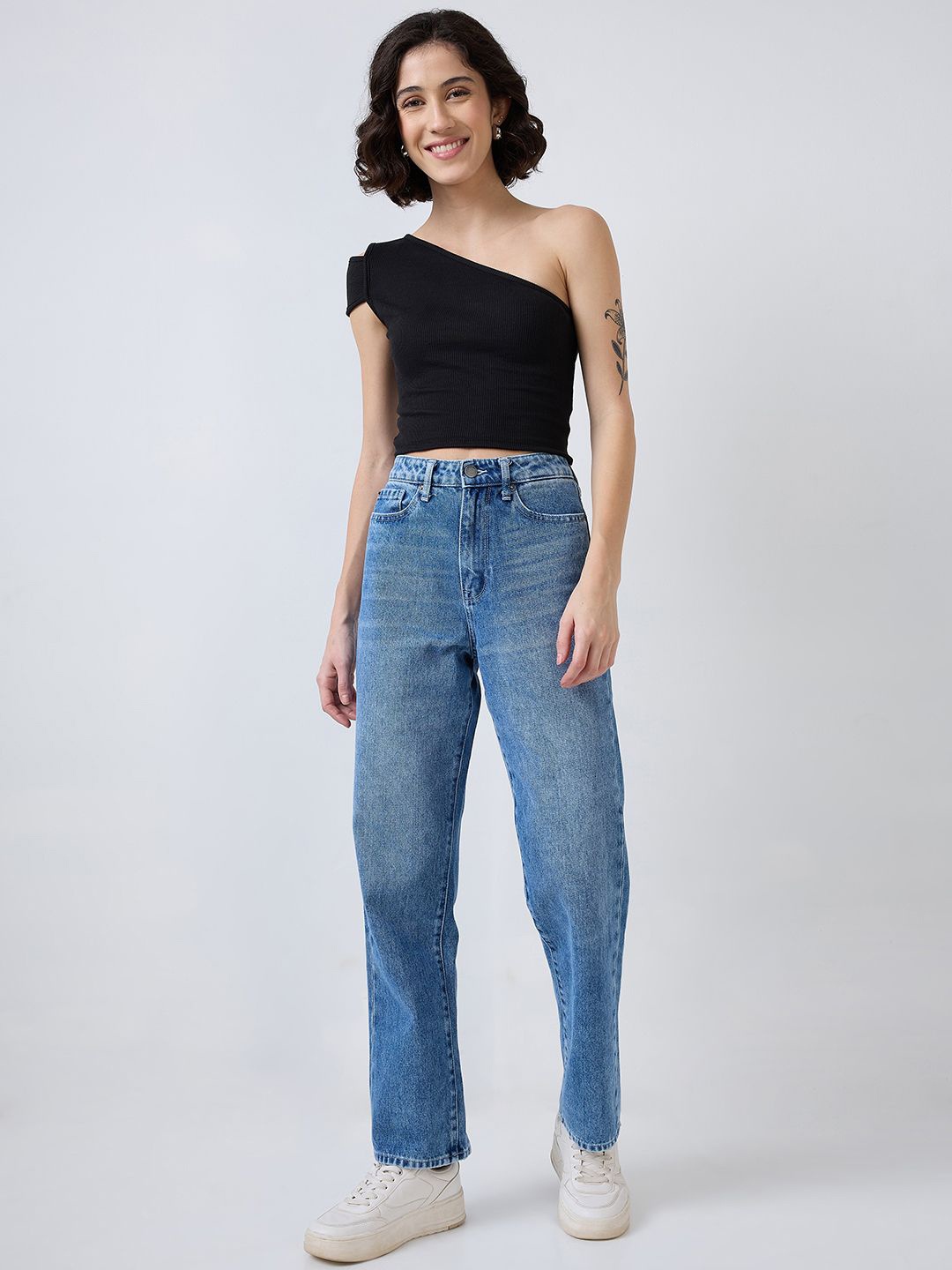 

SZN One Shoulder Crop Top, Black