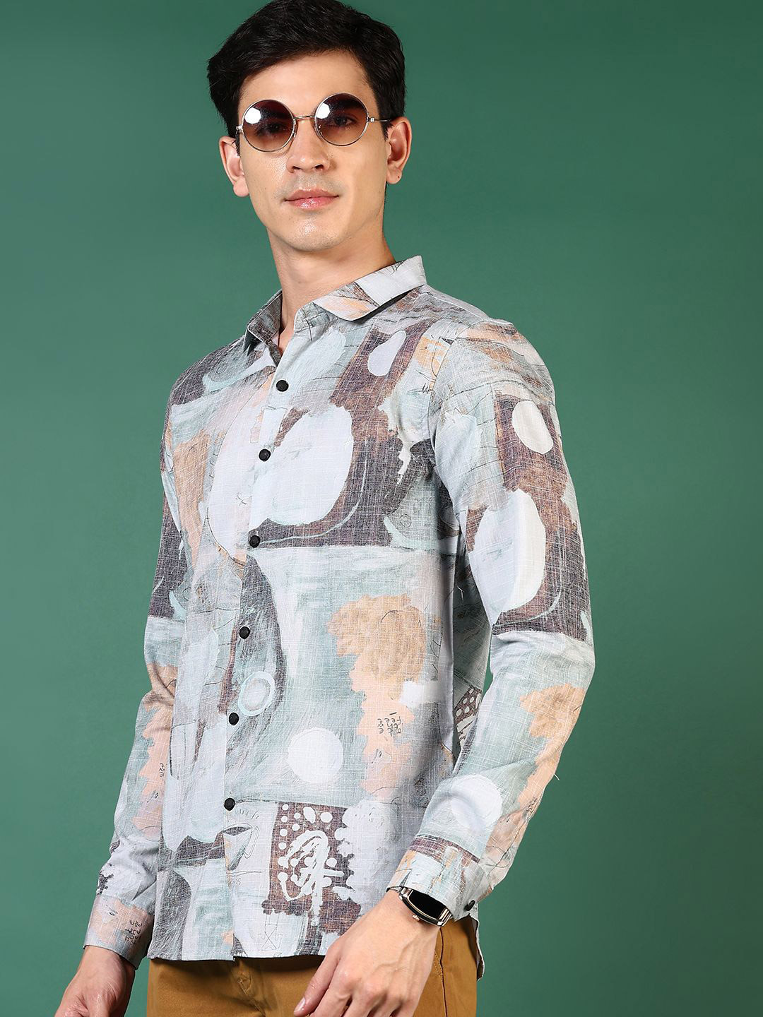 

V-Mart Men Opaque Printed Casual Shirt, Green
