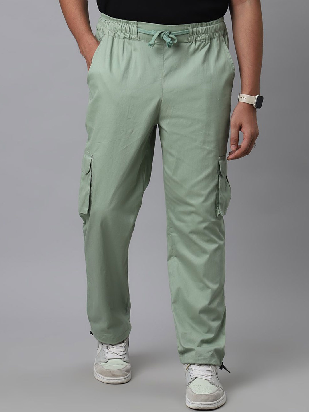 

DRIPCULT Cotton Cargo Trousers, Lime green