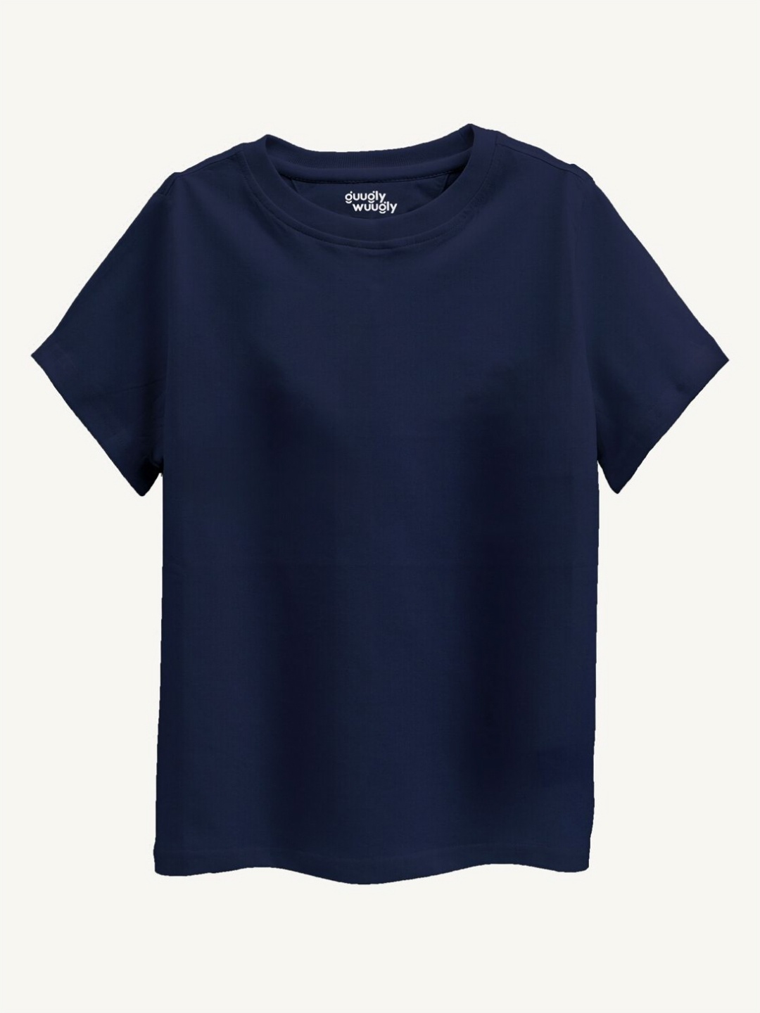 

Guugly Wuugly Unisex Kids Solid Round Neck Cotton T-shirt, Navy blue