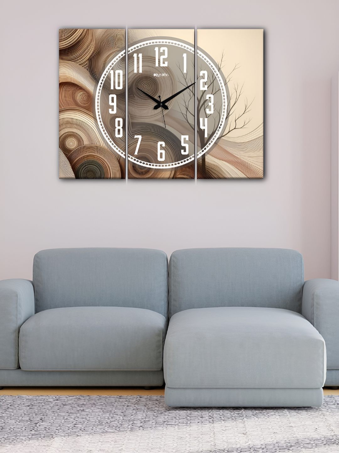 

OLIVE TREE Brown & White 3 Pieces Brown Printed Analogue Vintage Wooden Wall Clocks