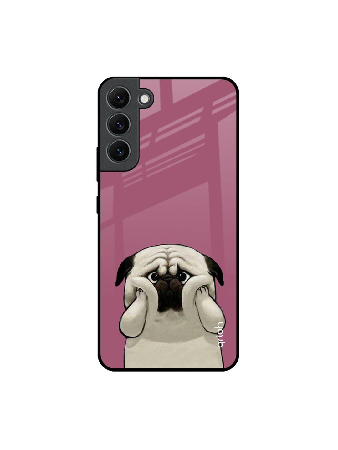 

QRIOH Funny Pug Face Printed Samsung Galaxy S22 Plus Back Case, Pink