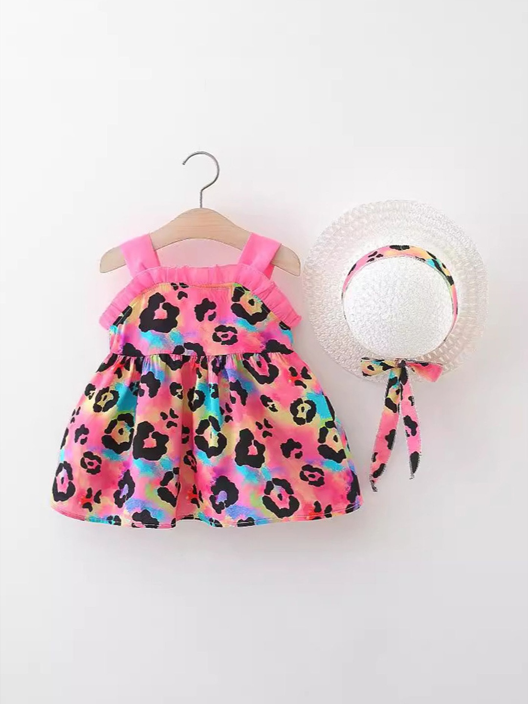 

LULU & SKY Girls Animal Printed Fit & Flare Dress, Pink