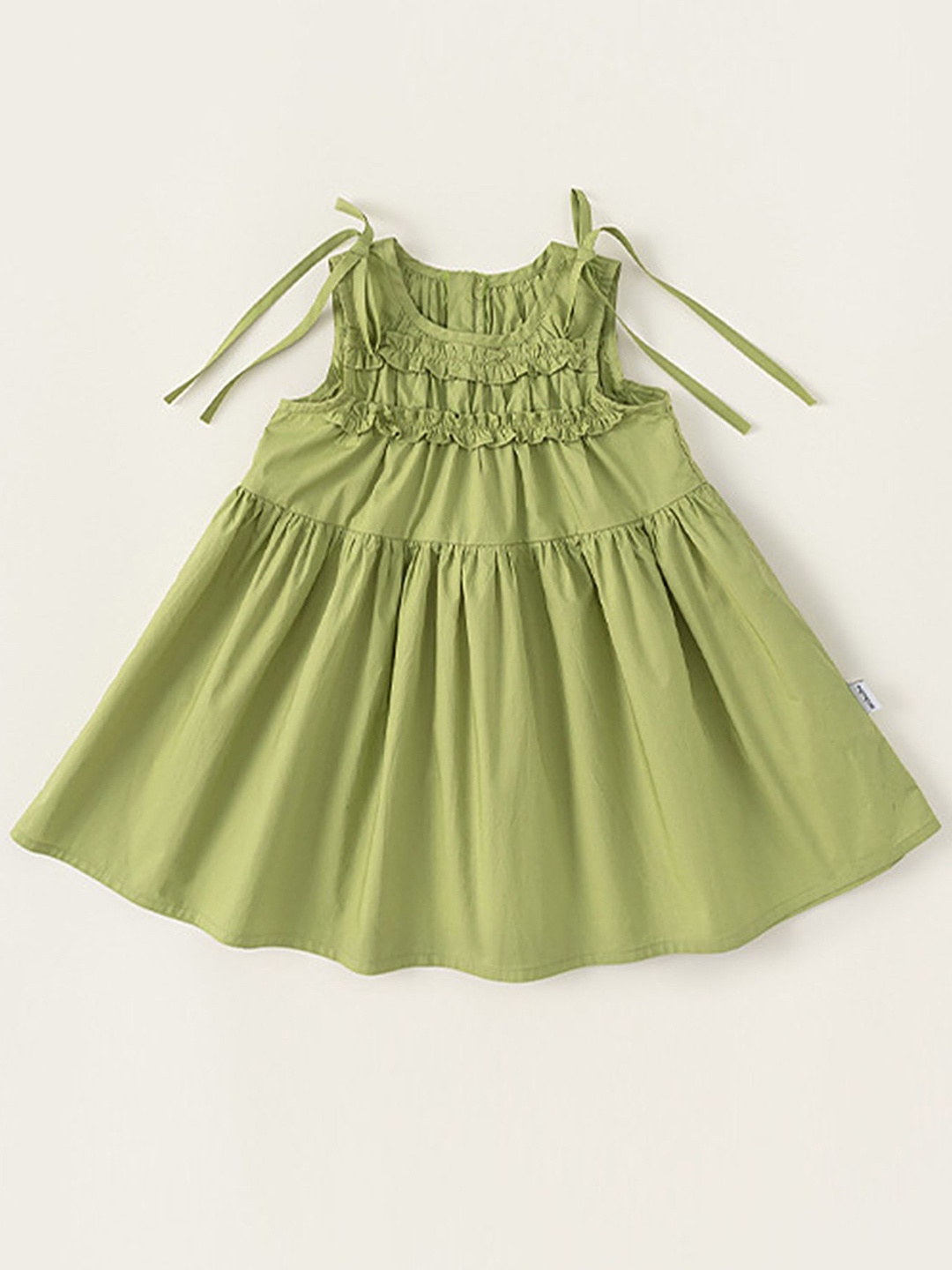 

LULU & SKY Girls Ruffle Detail Cotton Fit & Flare Dress, Green