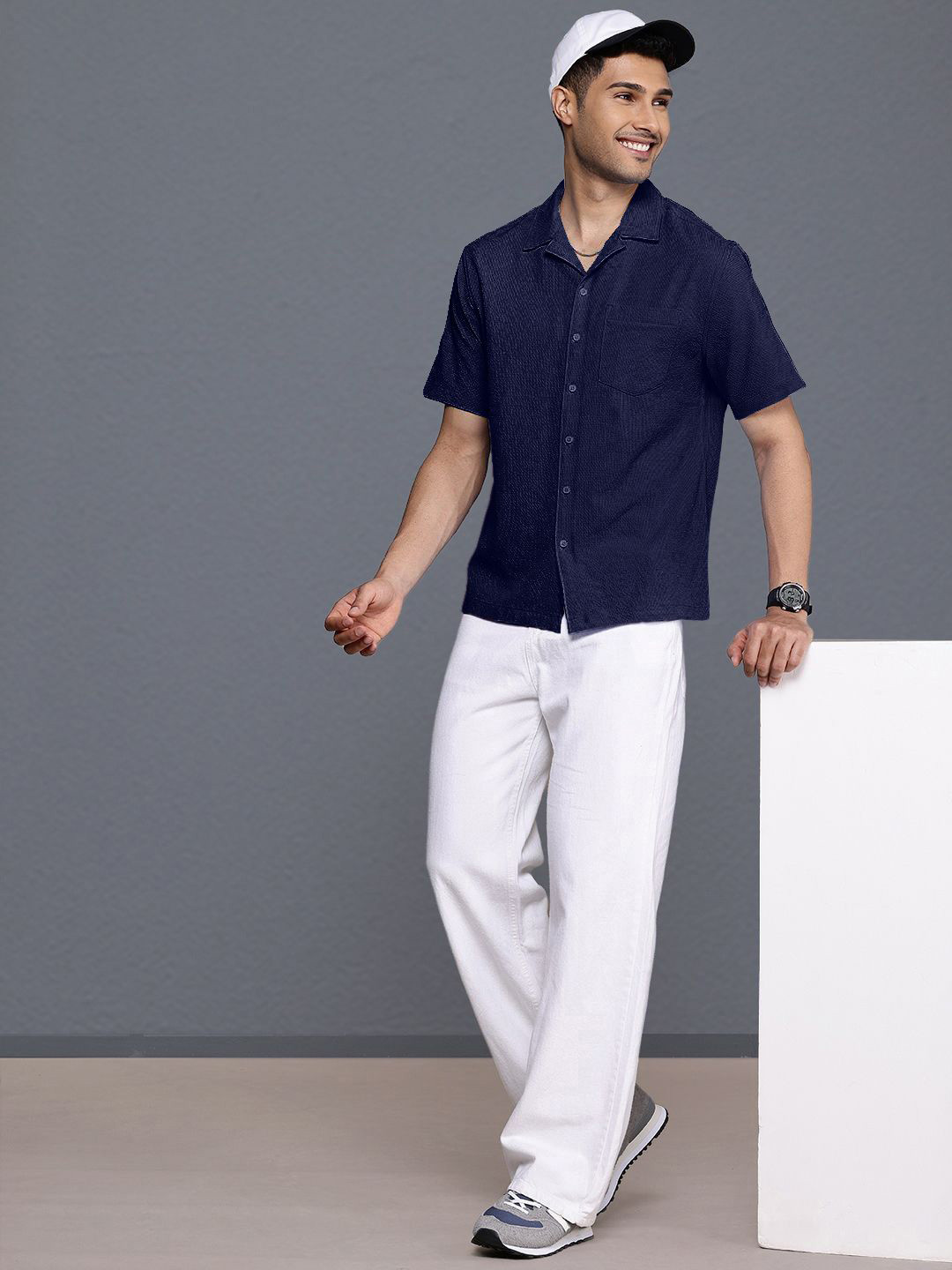 

Moda Rapido Men Standard Opaque Casual Shirt, Navy blue