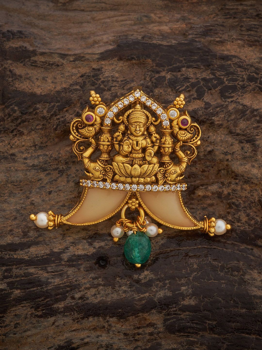 

Kushal's Fashion Jewellery 92.5 Silver Gold-Plated CZ-Studded Lakshmi Goddess Pendant