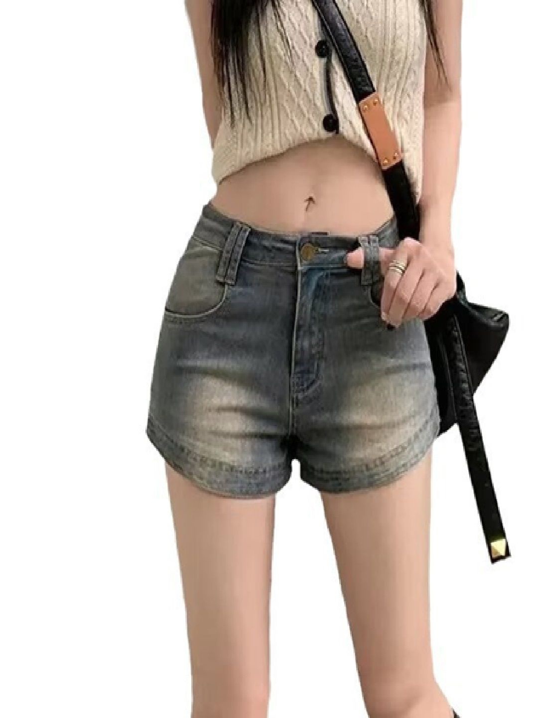 

StyleCast Women Washed Denim Shorts, Black