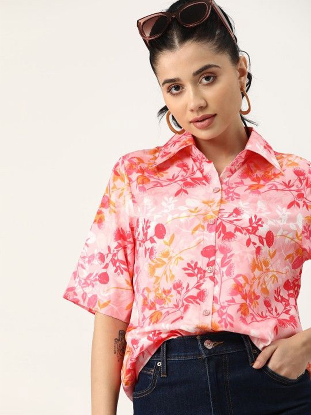 

DressBerry Women Floral Opaque Printed Casual Shirt, Pink