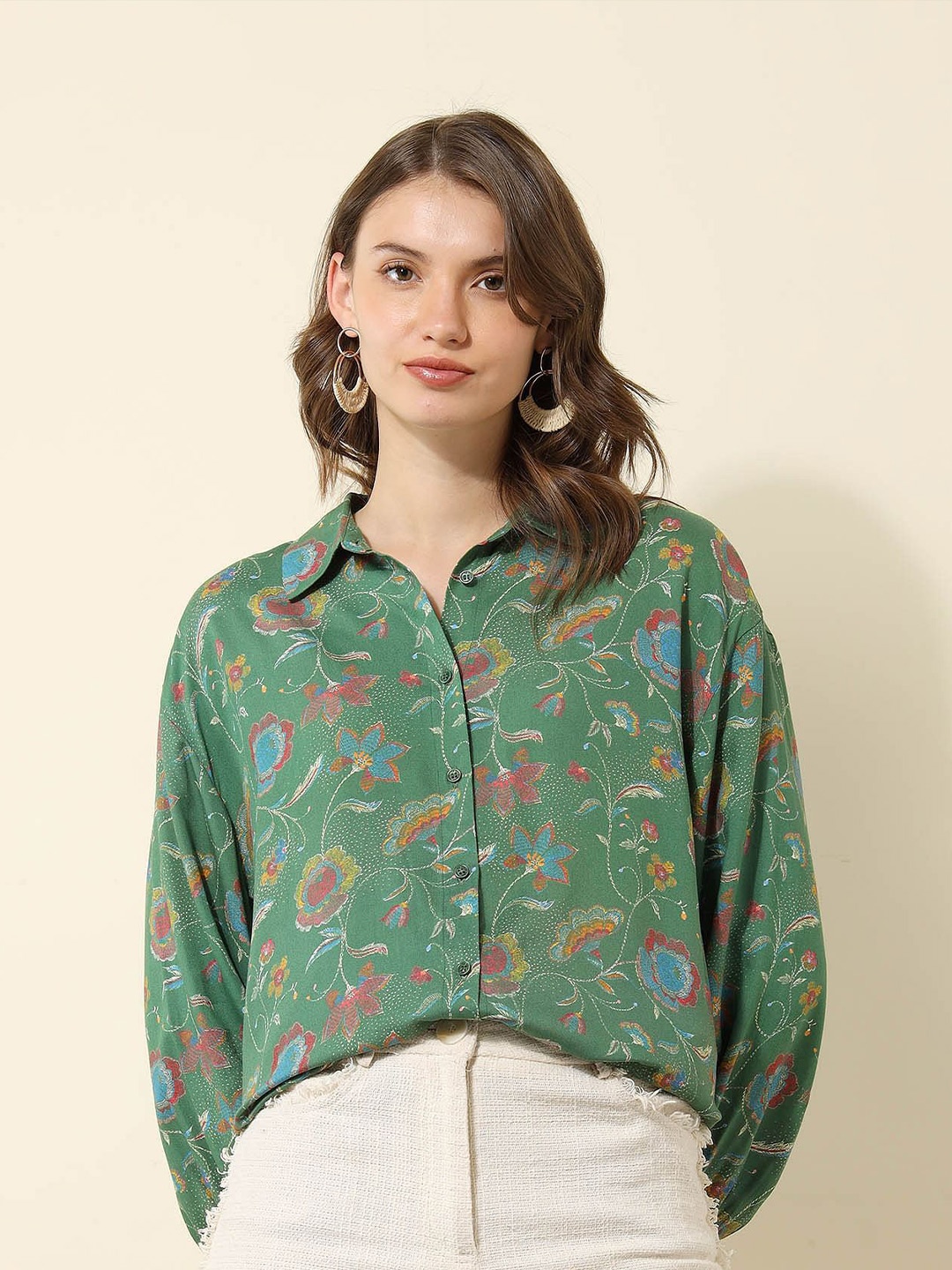 

U.S. Polo Assn. Women Women Floral Opaque Printed Casual Shirt, Green