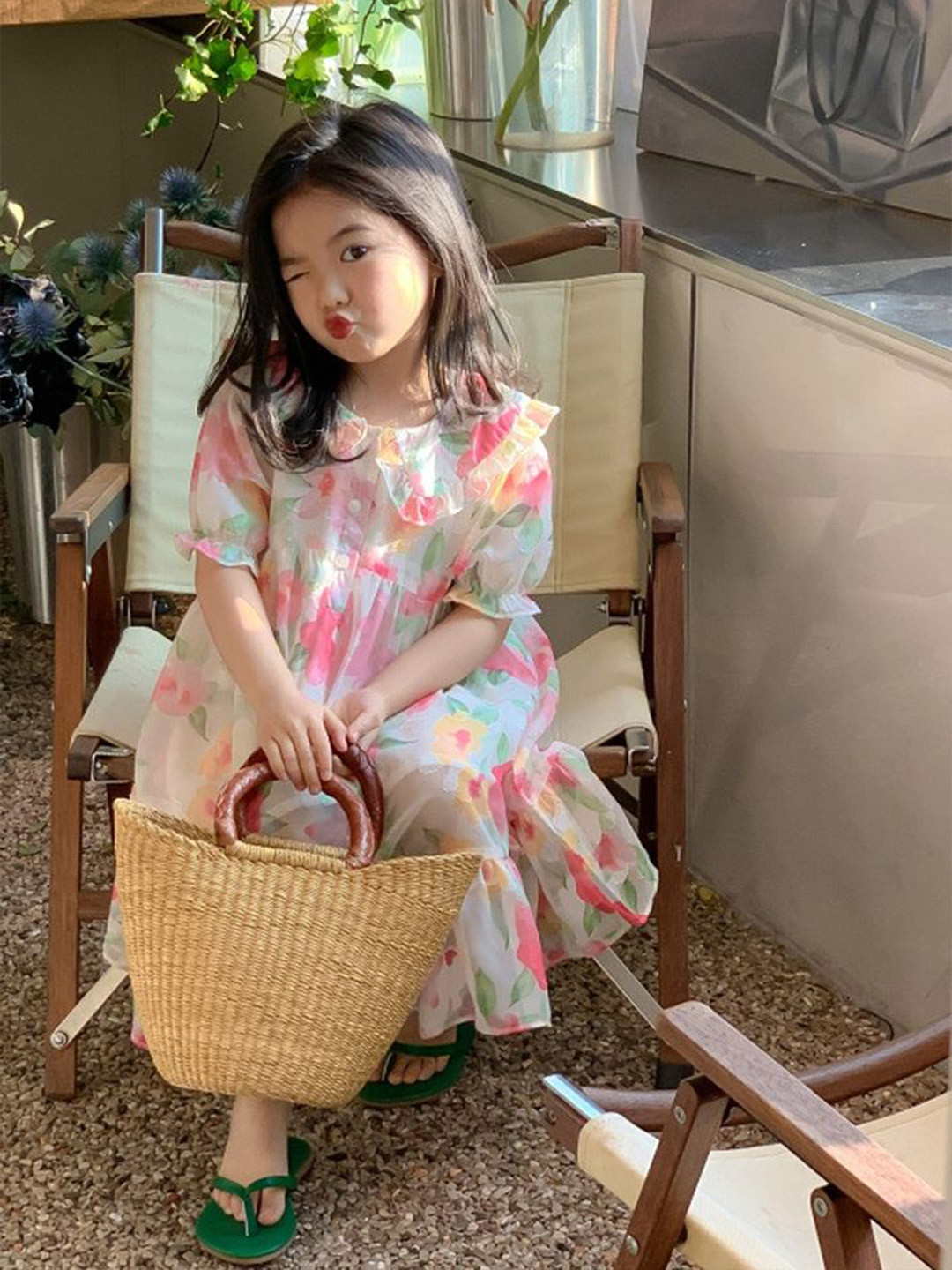 

LULU & SKY Girls Floral Print A-Line Round Neck Dress, Pink
