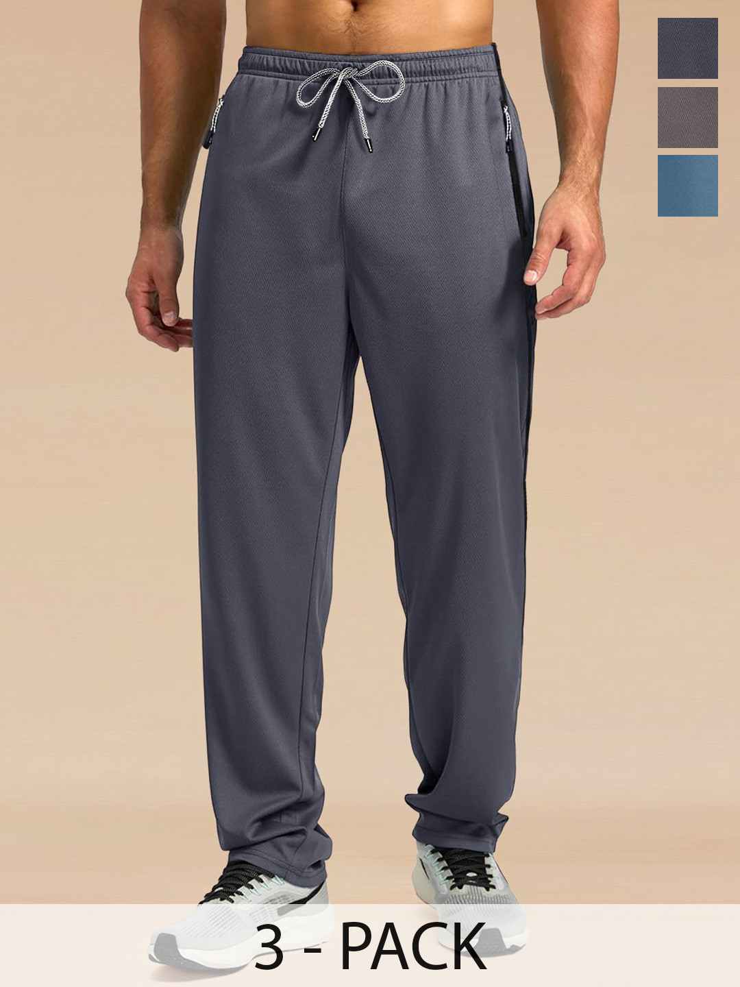

Moda Rapido Men Pack Of 3 Mid Rise Track Pants, Blue