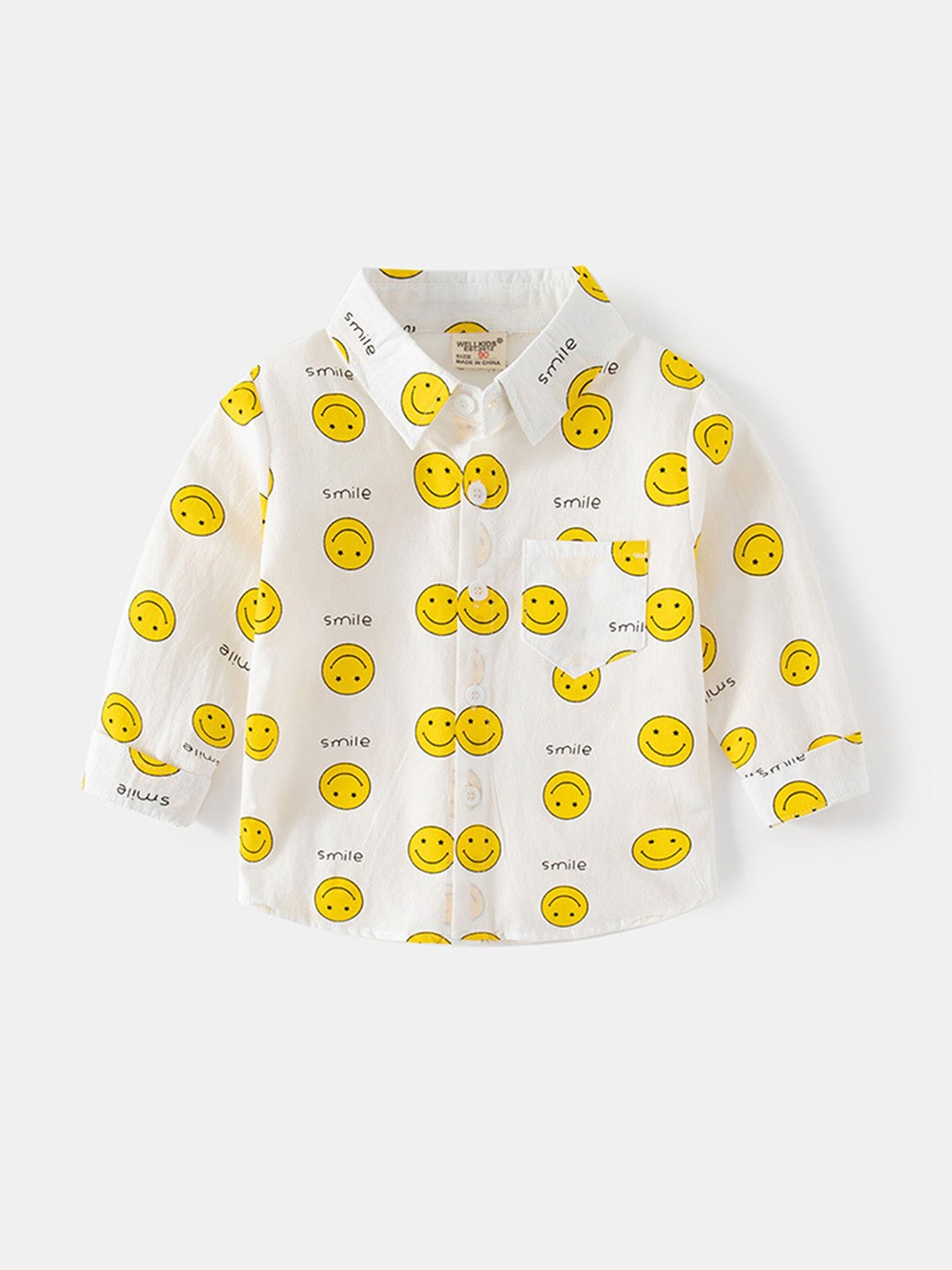 

LULU & SKY Boys Conversational Printed Spread Collar Cotton Casual Shirt, White