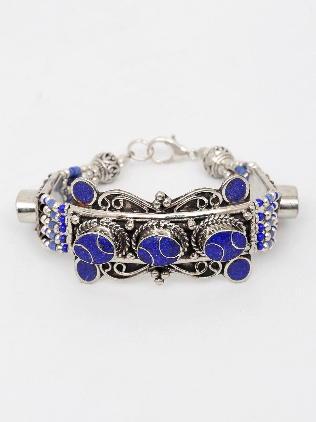 

Exotic India Women Brass Silver-Plated Wraparound Bracelet