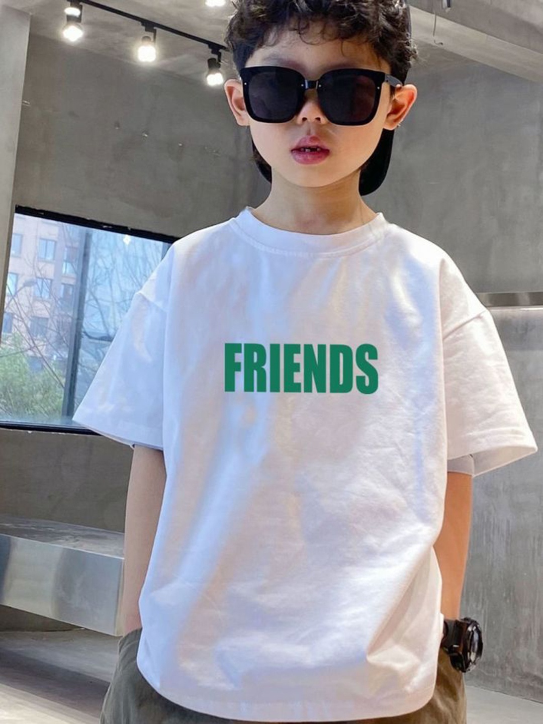 

LULU & SKY Boys Typography Printed Round Neck Cotton Oversized T-shirt, White