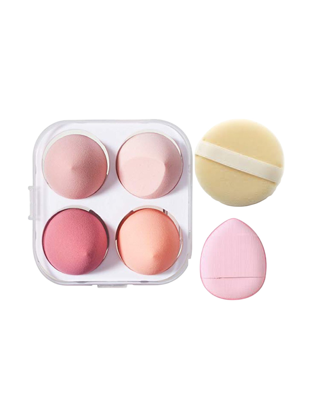 

Beautiflame Set Of 6- 4 Pcs Egg Shaped Blender Sponge & 2 Finger Puff, Multi