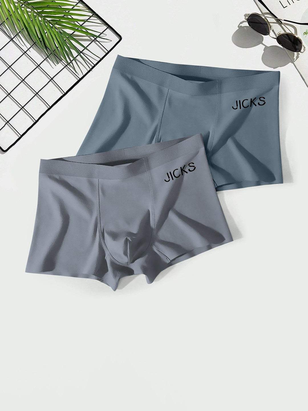 

JICKS Pack Of 2 Boxer-Style Briefs 2_C_S, Grey