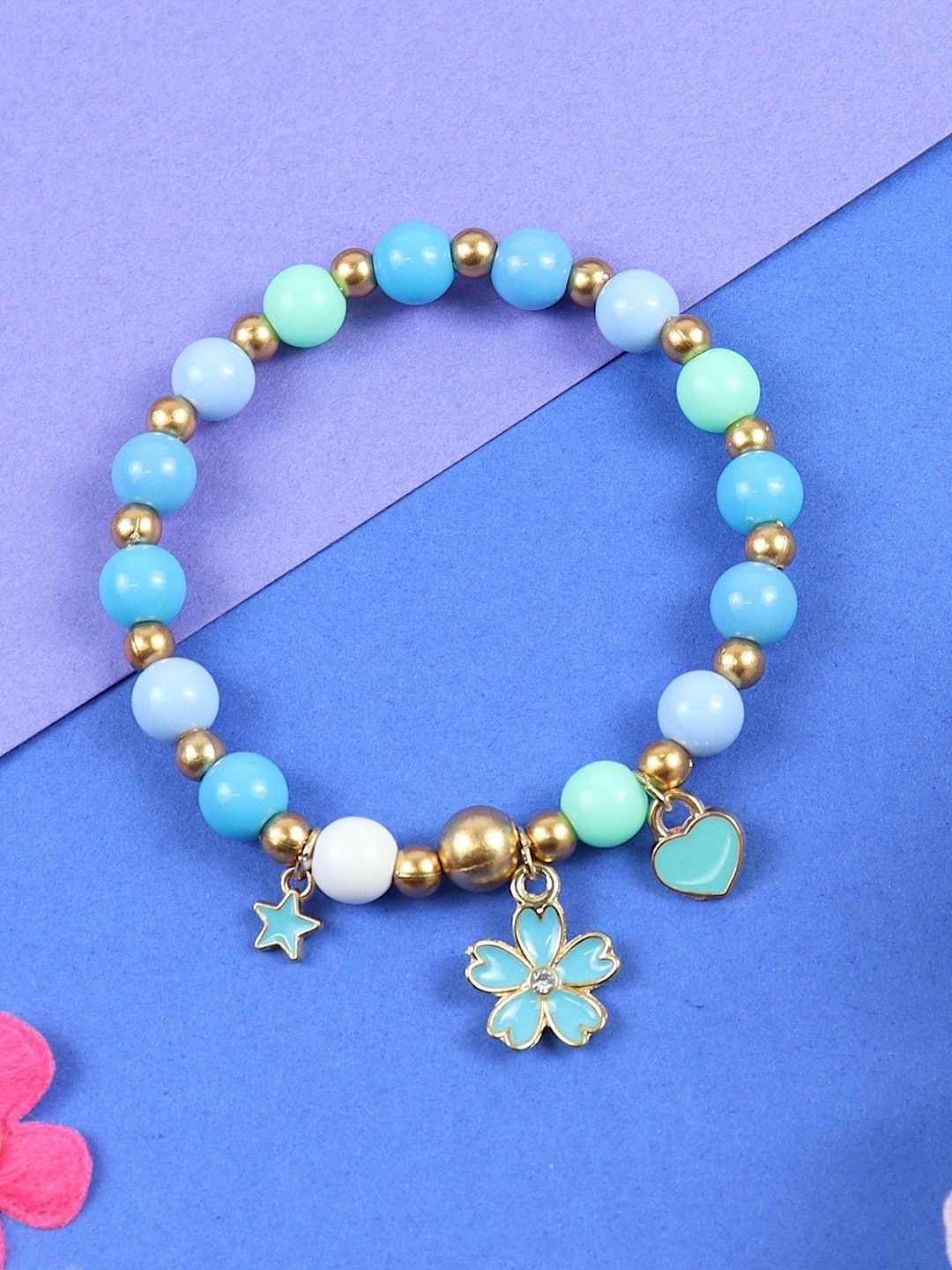 

Asthetika Girls Artificial Beaded Floral Charm Bracelet, Blue