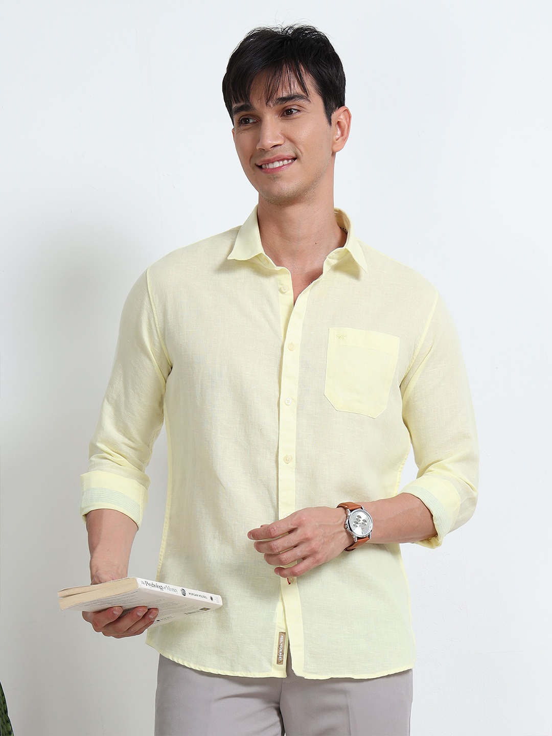 

RIGS AND RAGS Men Smart Semi Sheer Casual Shirt, Yellow