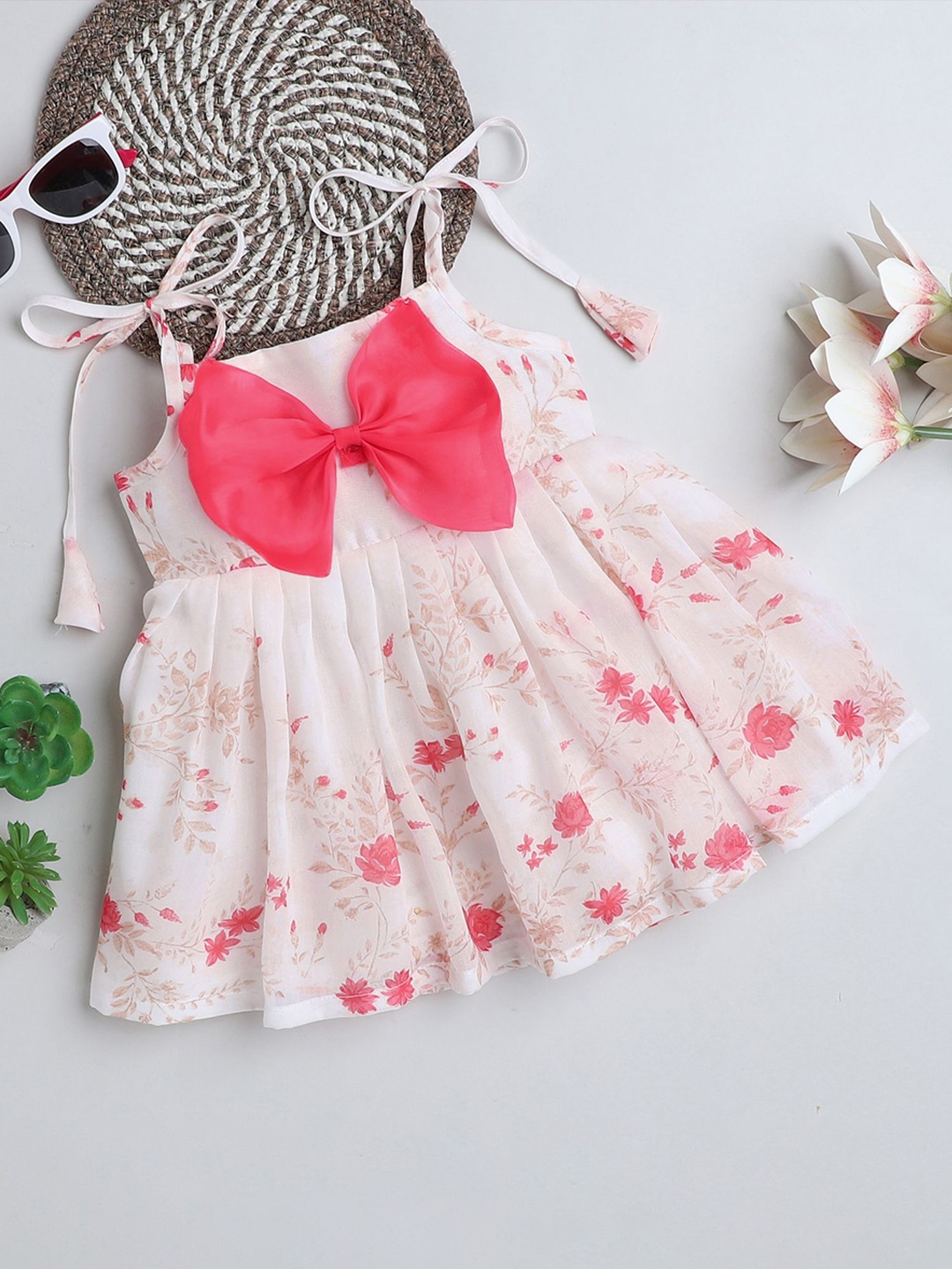 

MANY FROCKS & Floral Print Fit & Flare Dress, Off white