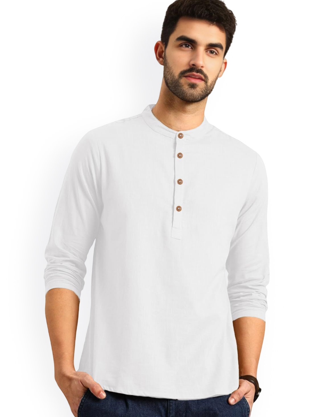 

Vida Loca Mandarin Collar Pure Cotton Kurta, White