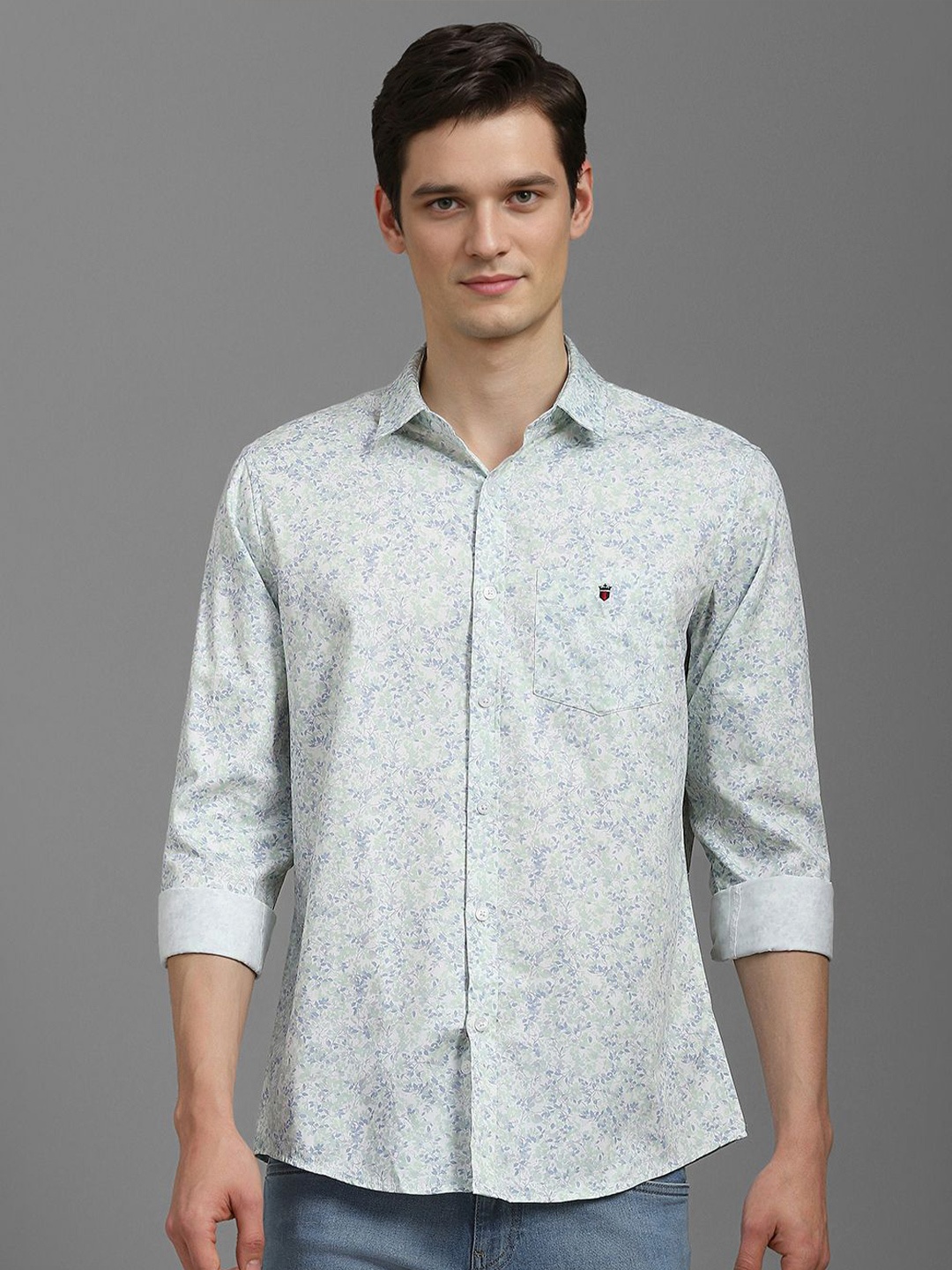 

Louis Philippe Sport Men Slim Fit Floral Opaque Printed Casual Shirt, Green