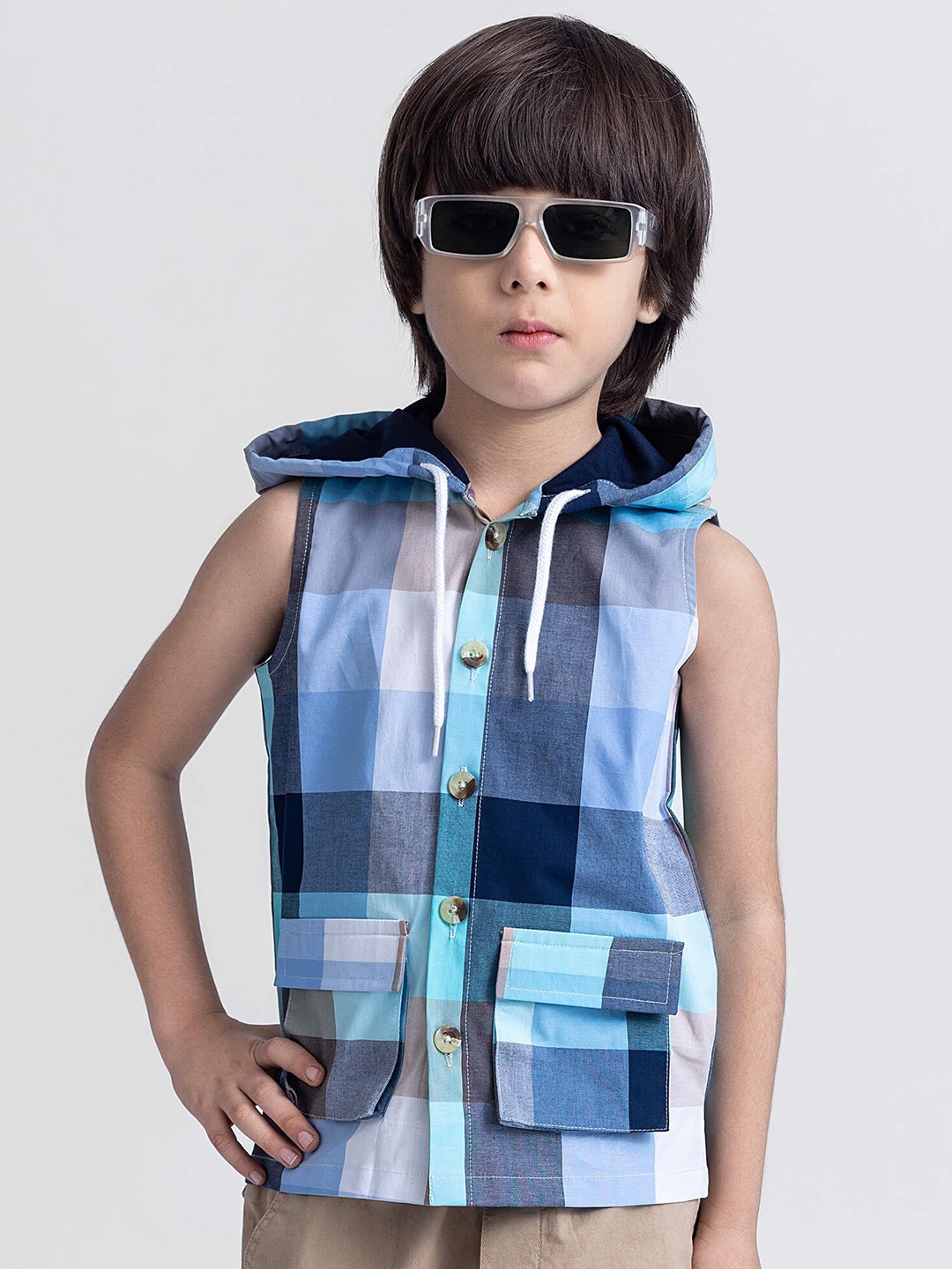 

taffykids Boys Relaxed Opaque Checked Casual Shirt, Multi