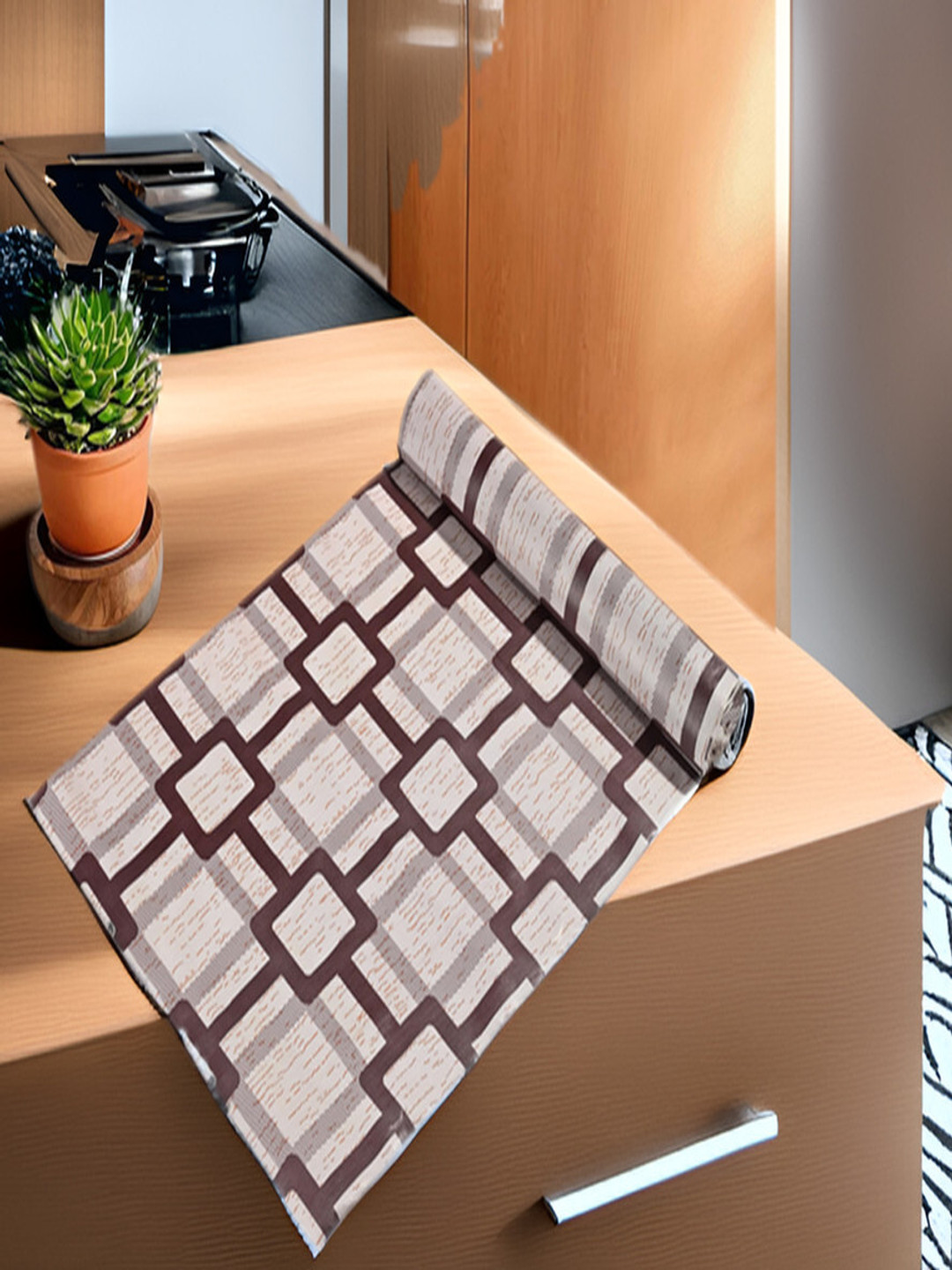 

REVEXO White & White Printed Water-Resistant Shelf Liner