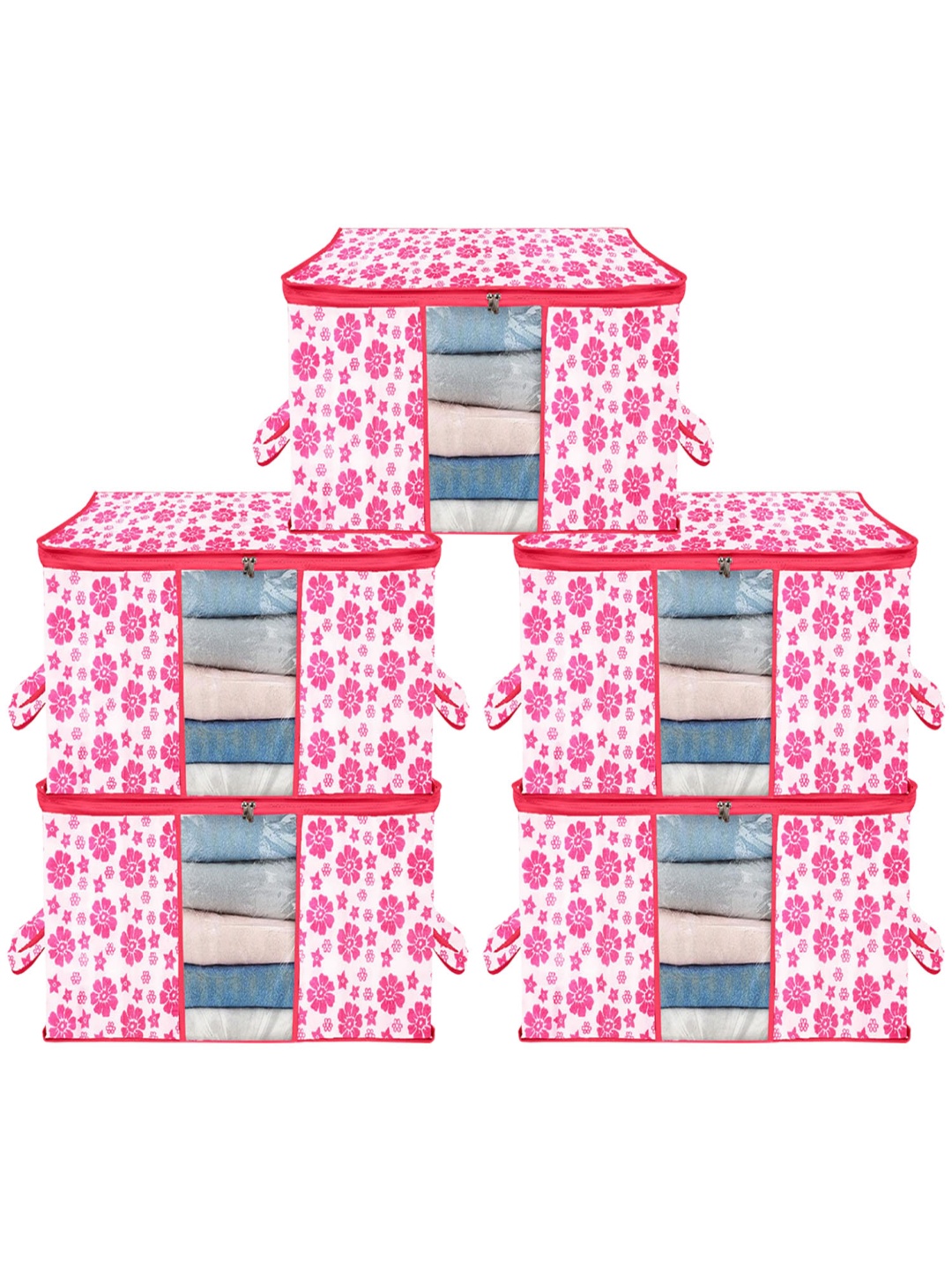 

ANKIT INTERNATIONAL Pink Set of 5 Super Strong Multi-Utility Organisers
