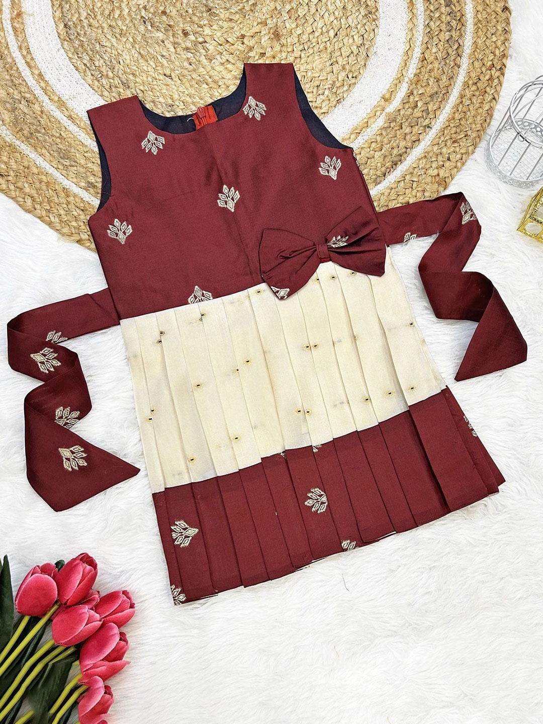

FELIZ THE DESIGNER STUDIO Jacquard Dress, Maroon