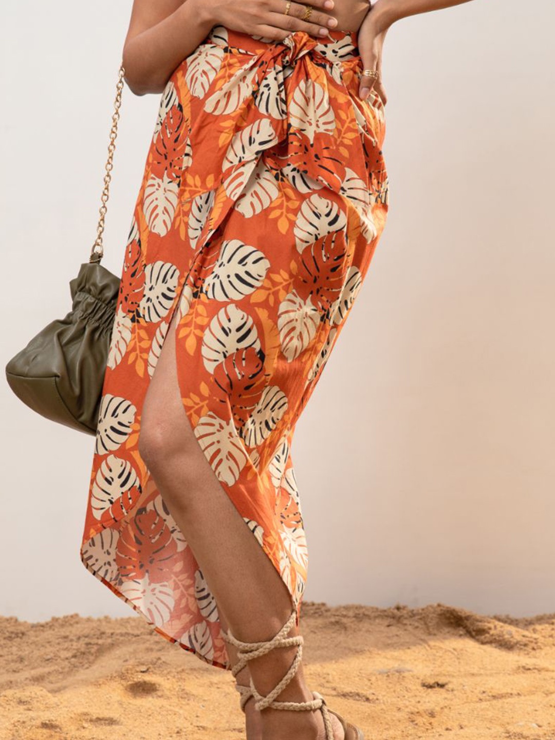 

CMGE Tropical Printed Effortless Ready-To-Wear Casual Sarong, Orange