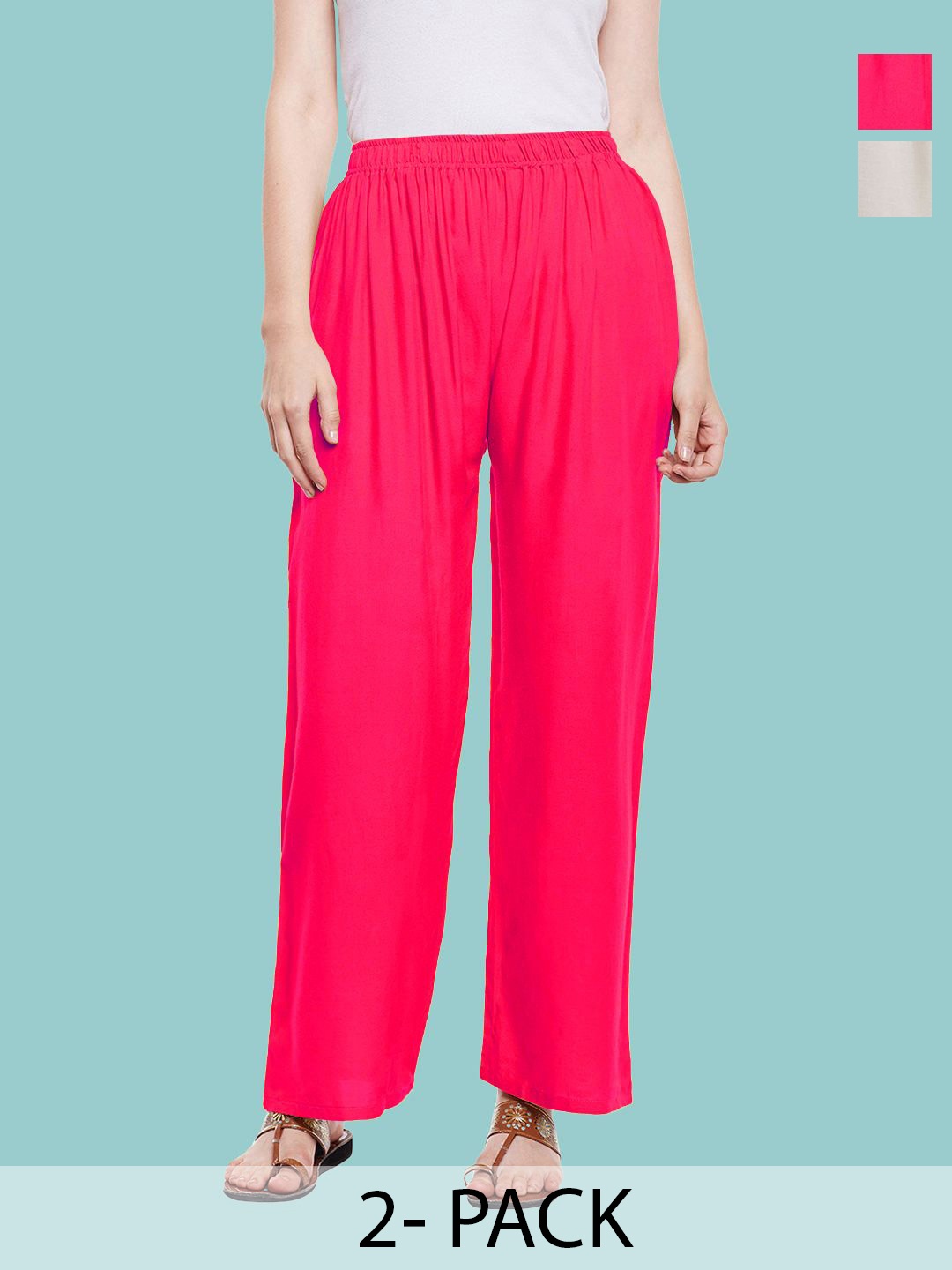

Castle Lifestyle Women 2 Ethnic Palazzos, Off white