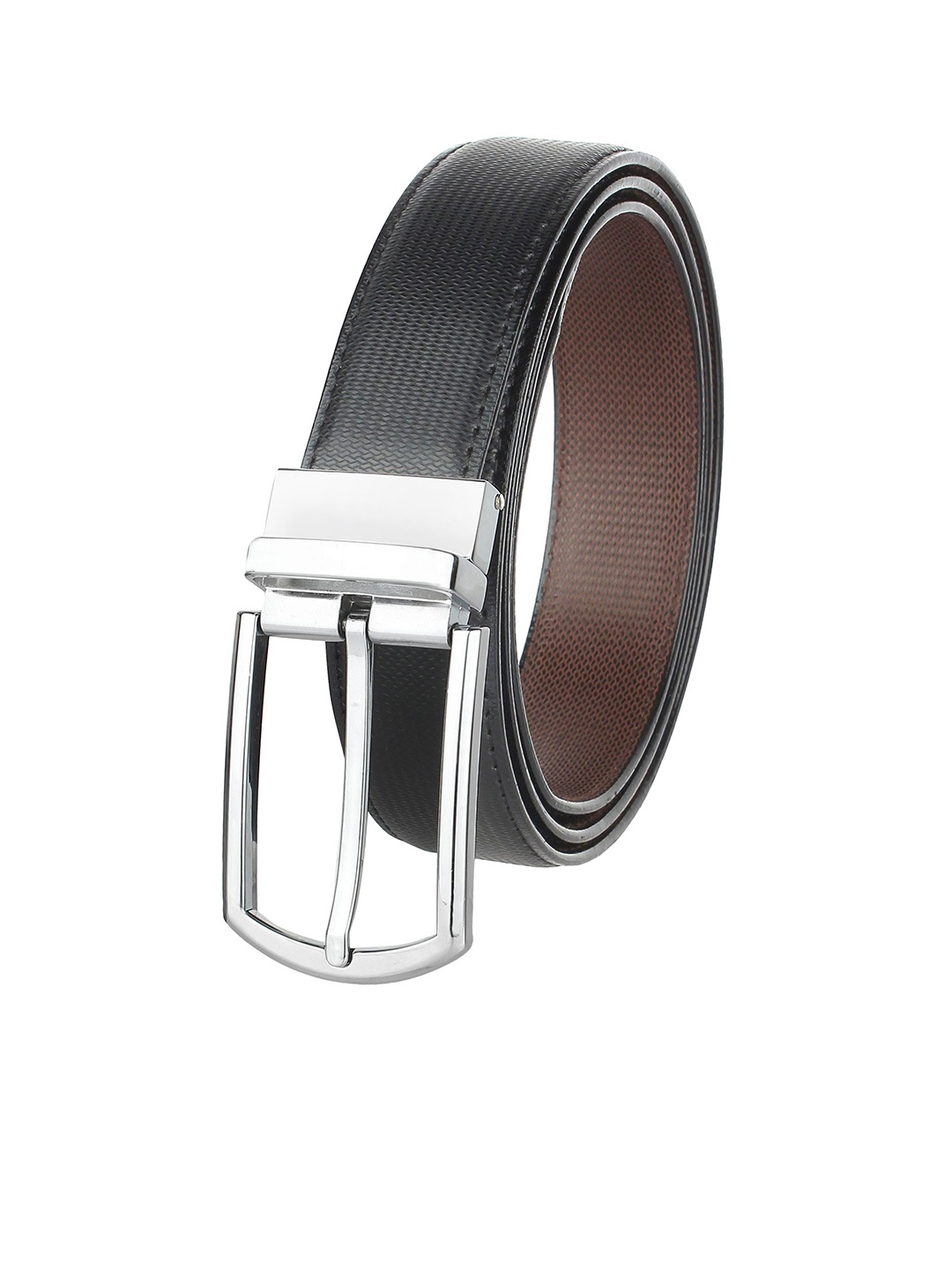 

USL Men Textured Reversible Formal Belt, Black