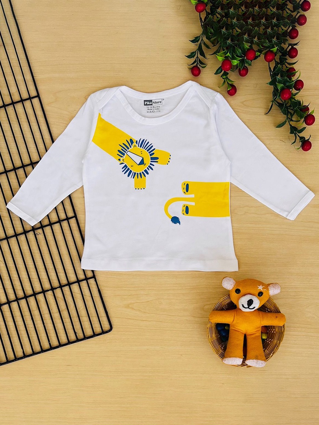 

Piku Store Unisex Kids Graphic Printed Round Neck Cotton T-shirt, White
