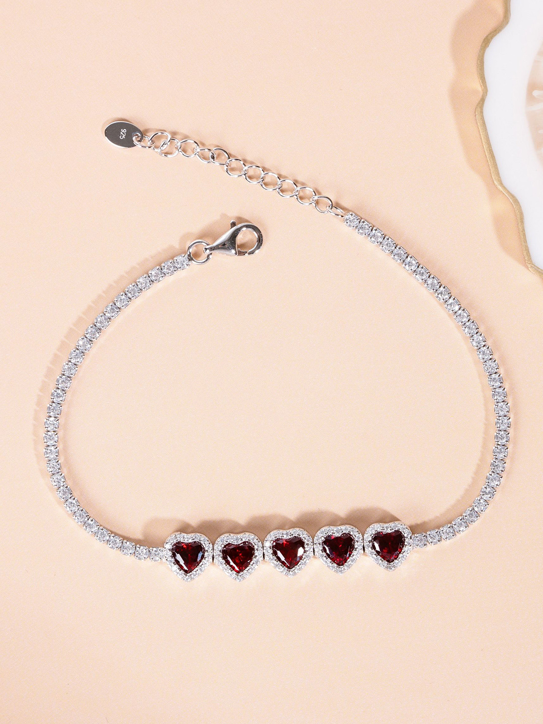 

GLYTERS Women Sterling Silver Rhodium-Plated Link Bracelet