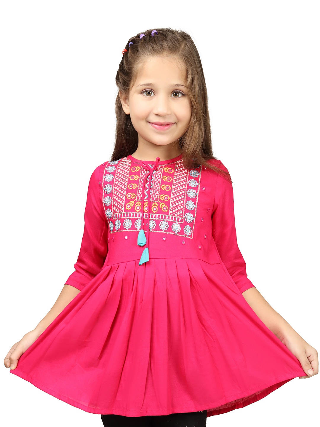 

Miss & Chief Embroidered Peplum Top, Pink