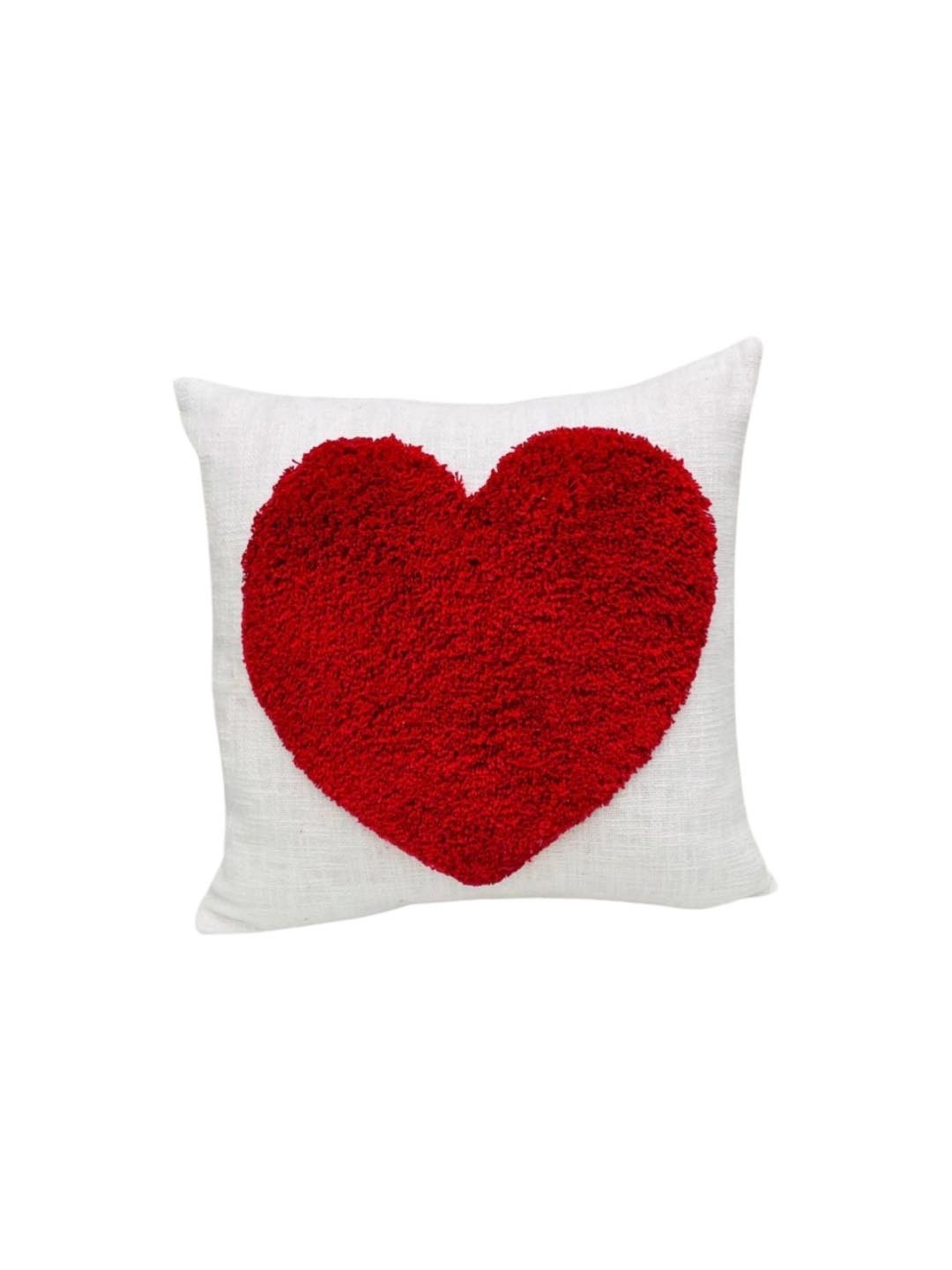 

THROWPILLOW White & Red Embellished Square Valentine Cushion Cover