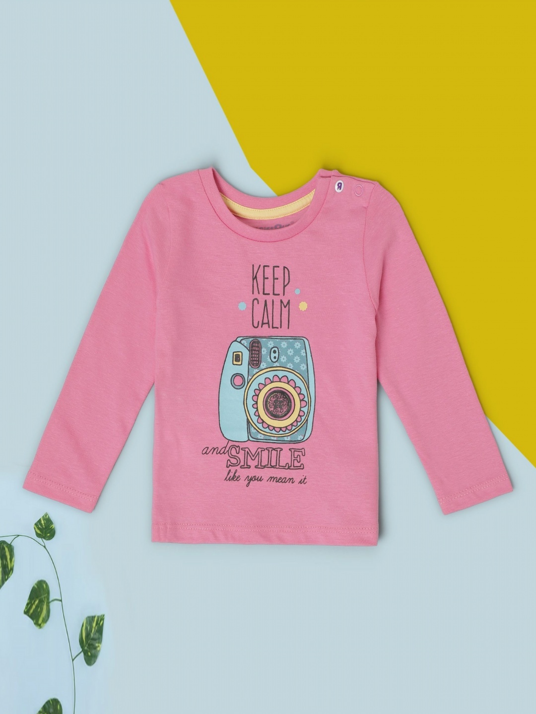 

Babies R Us Girls Graphic Printed Round Neck Cotton T-shirt, Pink