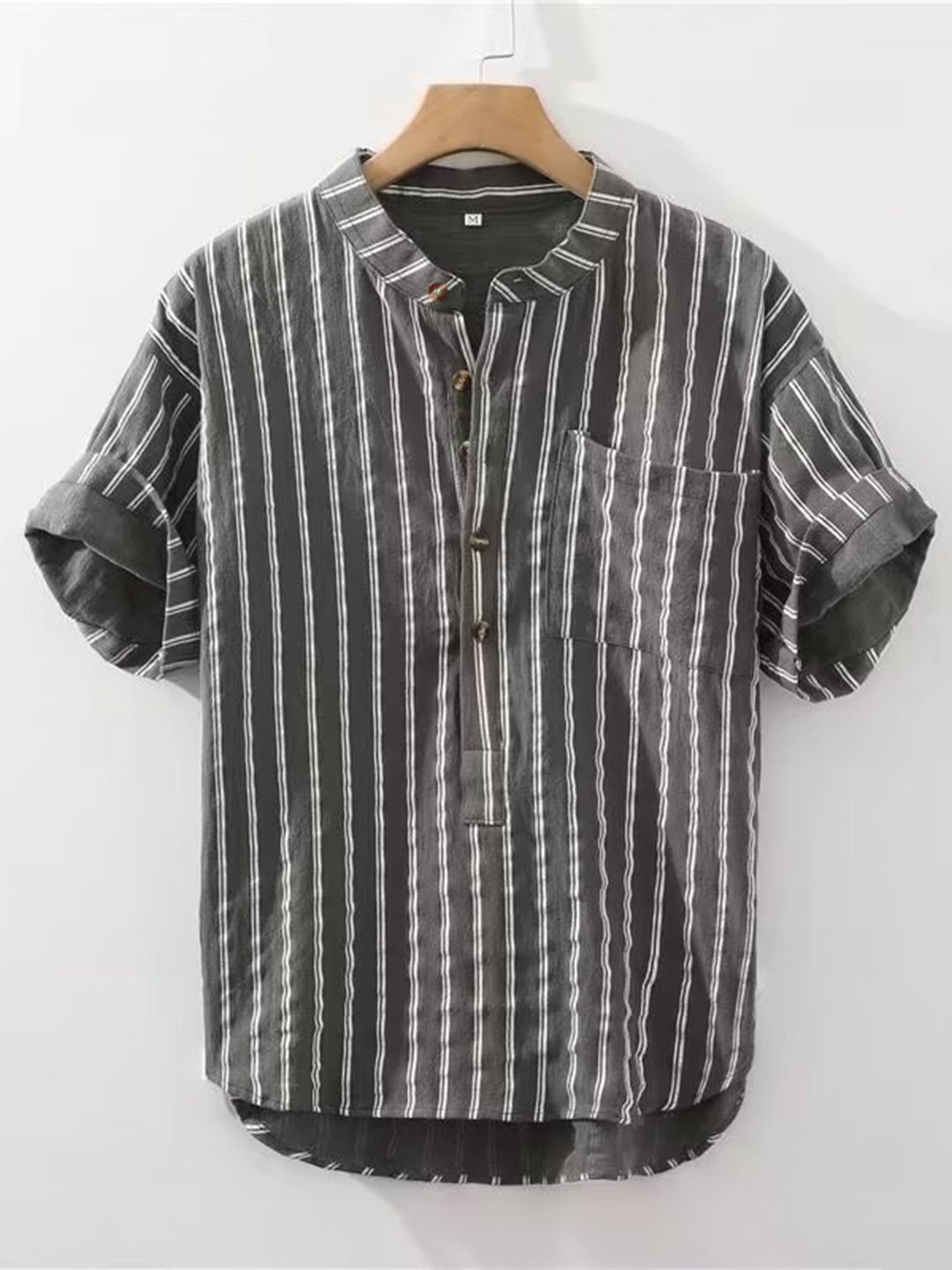 

HERE&NOW Men Opaque Striped Casual Shirt, Green