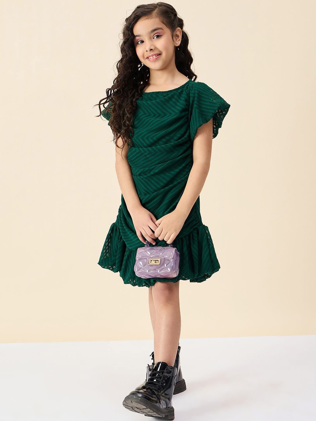 

Stylo Bug Flutter Sleeve Georgette A-Line Dress, Green