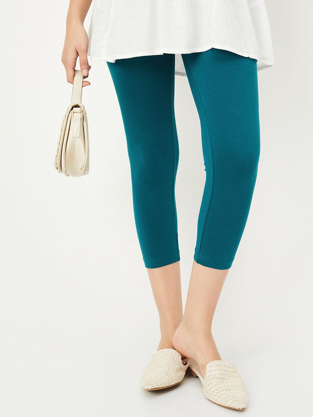 

max Mid-Rise Three-Fourth Length Leggings, Blue