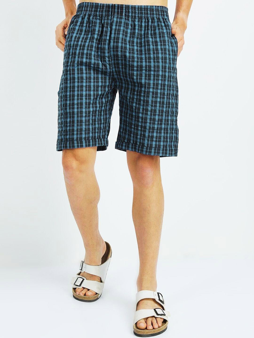 

URBANICE Men Checked Training or Gym with Technology Shorts, Blue