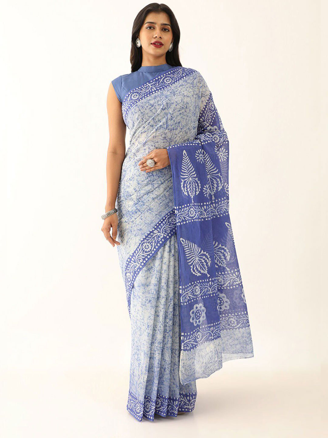 

Taneira Tie and Dye Pure Cotton Saree, White