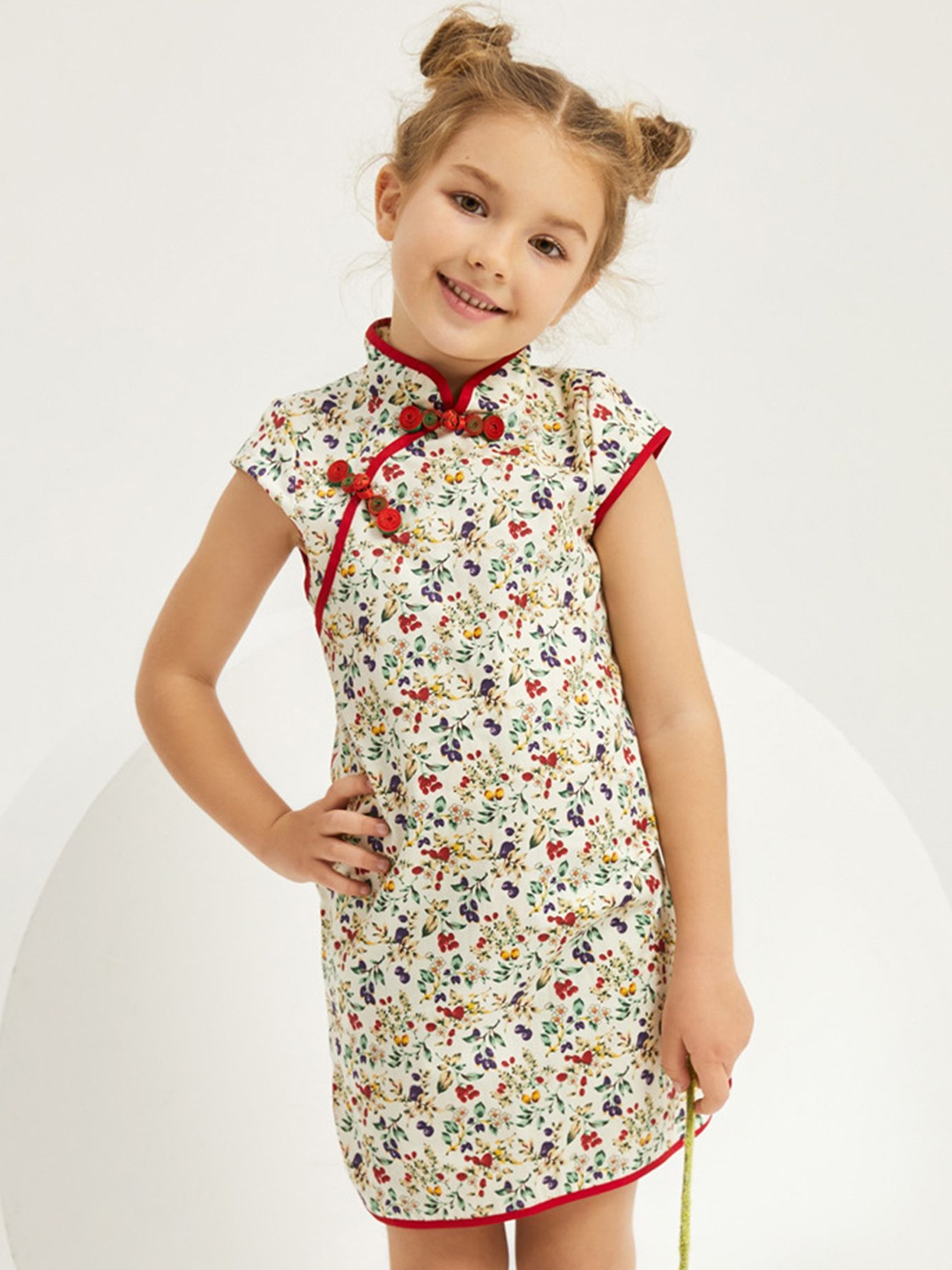 

LULU & SKY Girls Floral Printed A-Line Dress, White
