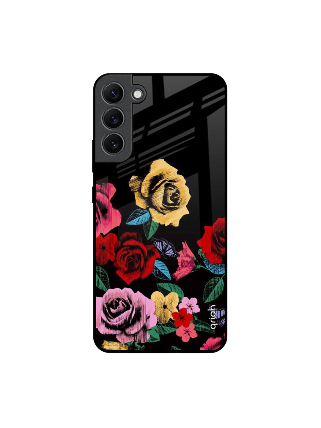 

QRIOH Floral Decorative Printed Samsung Galaxy S22 Plus Back Case, Black