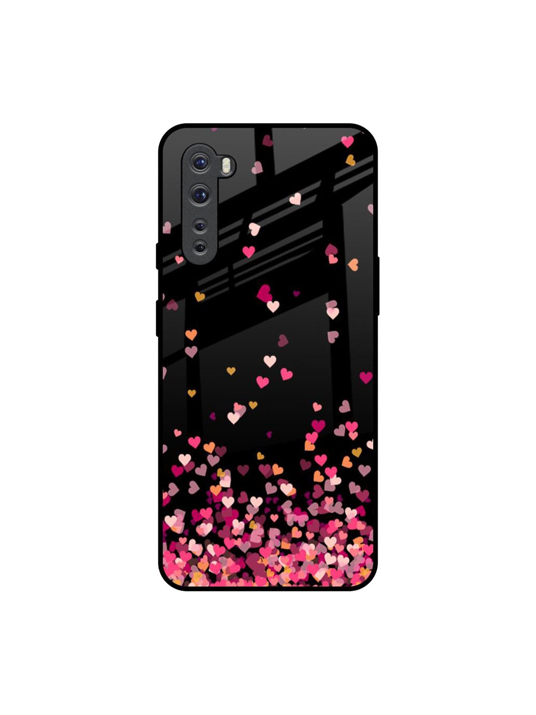 

QRIOH Heart Rain Fall Printed OnePlus Nord Back Case, Black