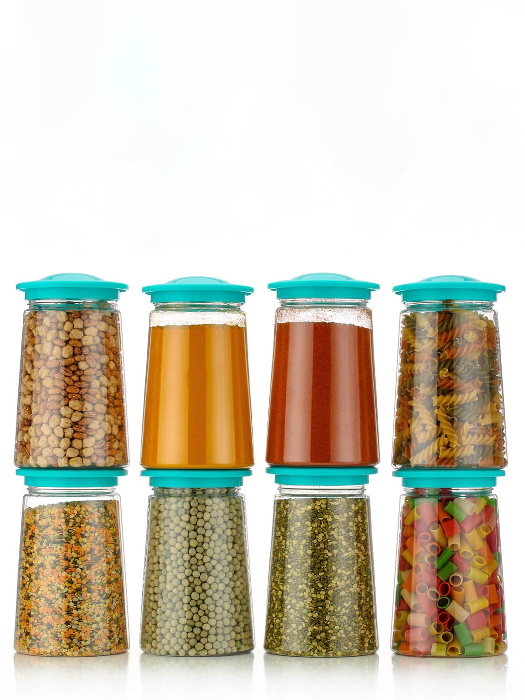 

HASHONE Green & Transparent 8 Pieces Canister Air Tight Containers-1100 ml Each