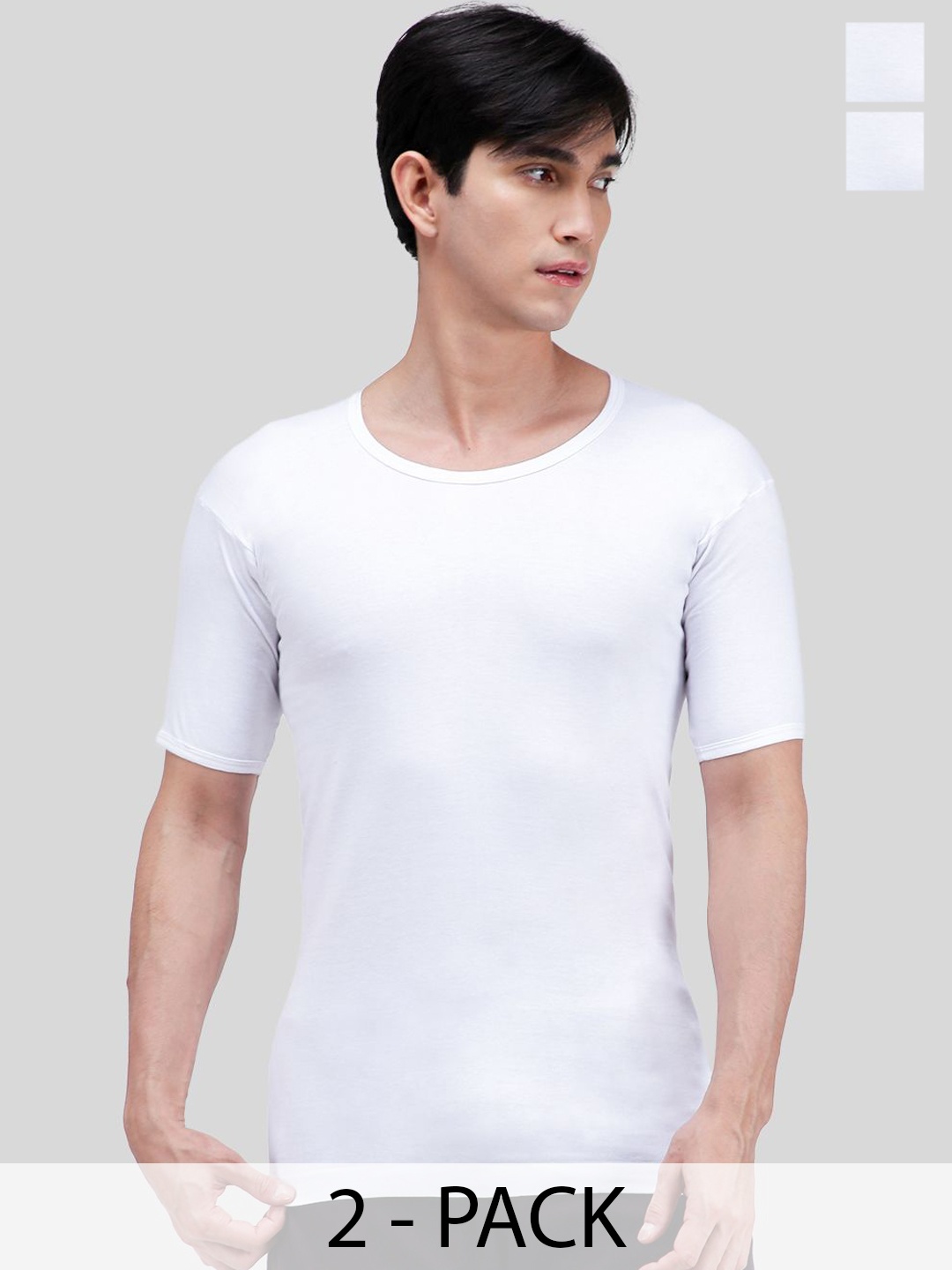 

AMUL COMFY Pack Of 2 Pure Cotton Undershirt Innerwear Vests AC-PLVESTWHTRNS-WHT-XL-2PC, White