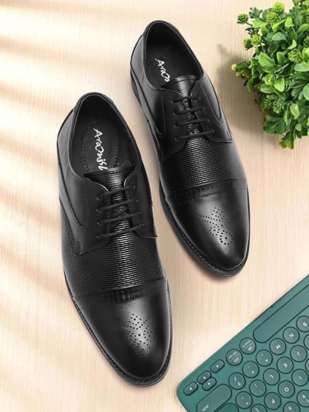 

ARAMISH Men Lace Up Formal Oxford Shoes, Black