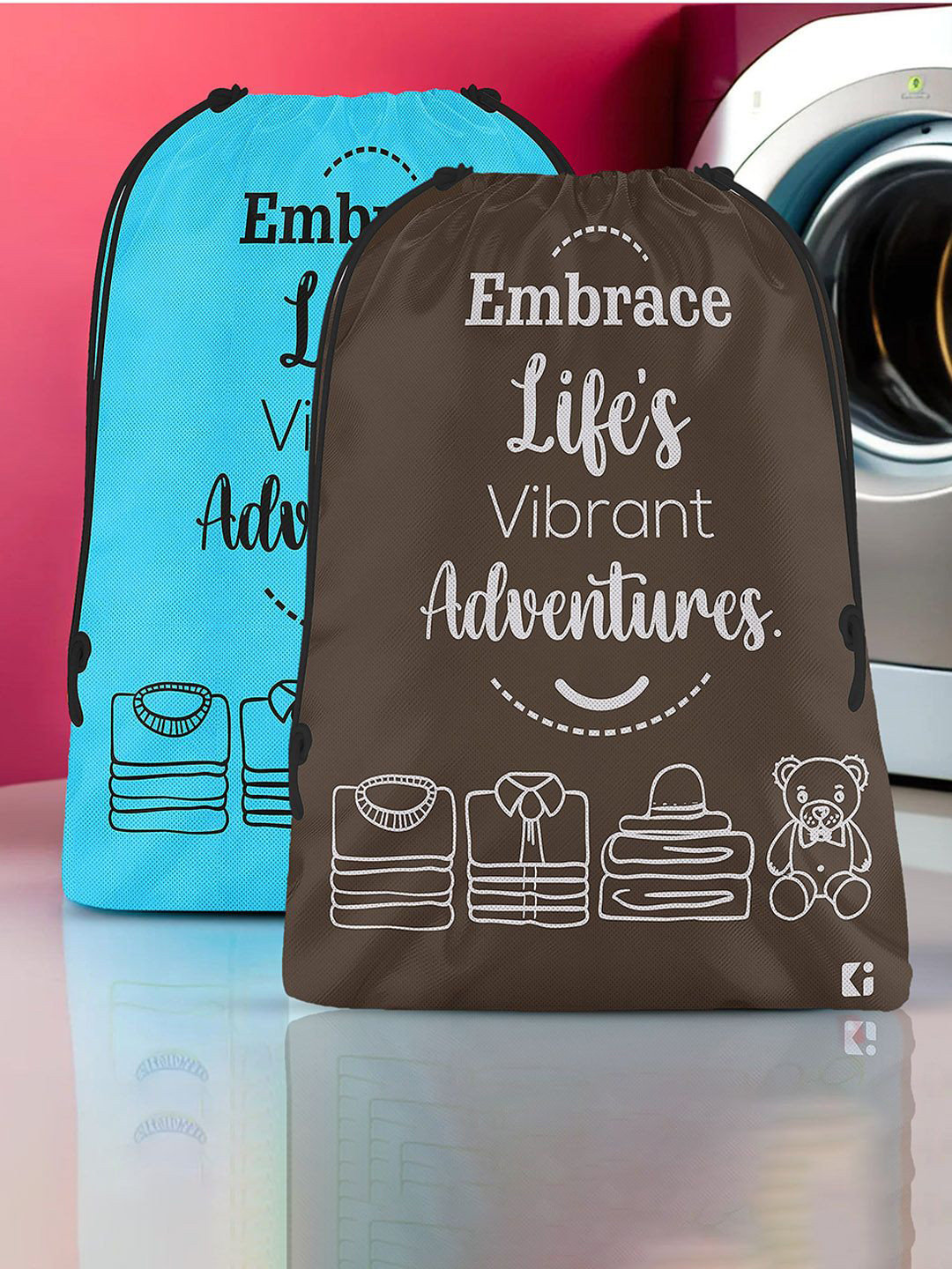 

Kuber Industries Blue & Brown 2 Pieces Printed Regular Multi-Utility Organisers